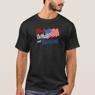 Camiseta Branco Vermelho e Bendito Americano Patriótico 4º