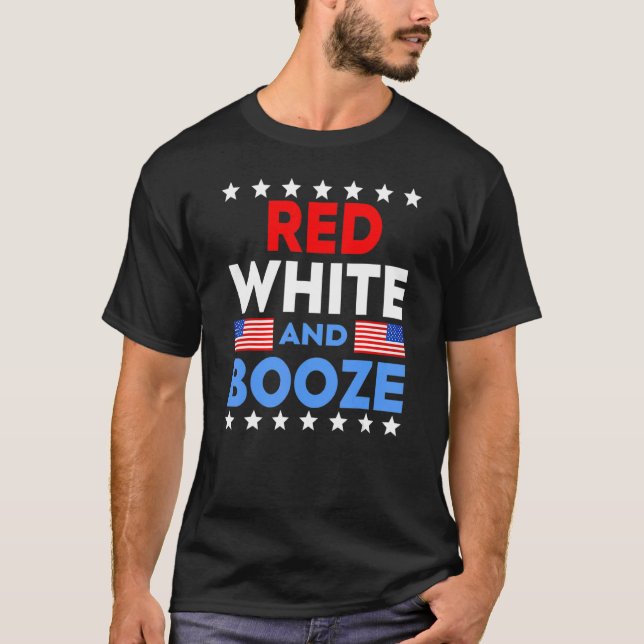 Camiseta Branco Vermelho E Booze (Frente)