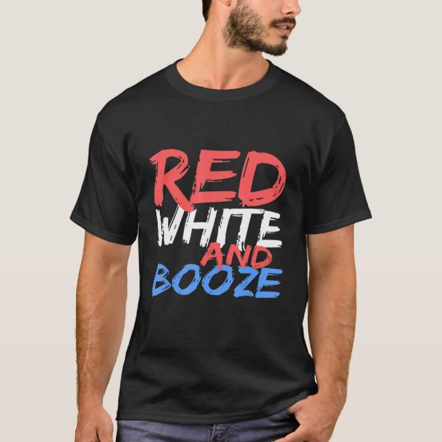 Camiseta Branco Vermelho E Booze (Frente)