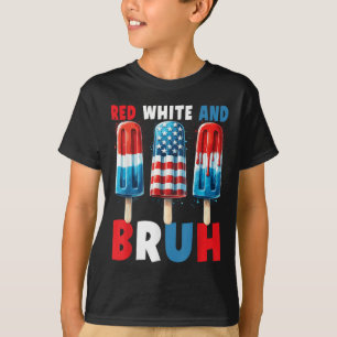 Camiseta Branco Vermelho E Bruto 4 De Julho Picolé Patrióti