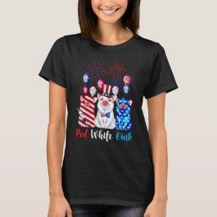 Camiseta Branco Vermelho E Cuja Gama De Orelha Pig 4 De Jul