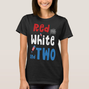 Camiseta Branco Vermelho E Dois Aniversário 4 De Julho Amer