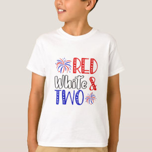 Camiseta Branco Vermelho e dois segundos aniversários 4 de