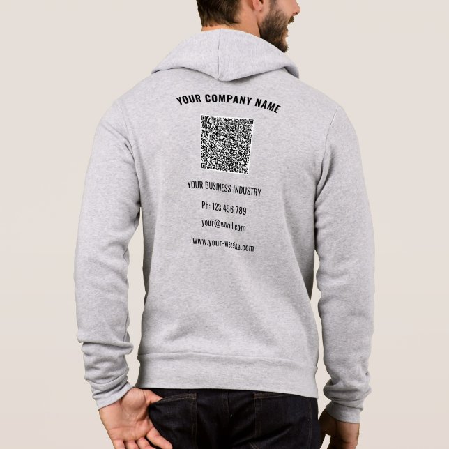 Camiseta Branded Logo Text QR Code Business Hoodie Template (Verso)