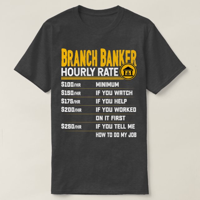Camiseta Branker Banker Horário Taxa Funny Banco Empregador (Frente do Design)