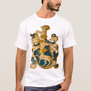 Camiseta Brasão azul do vintage e Dourado alemão do Aries