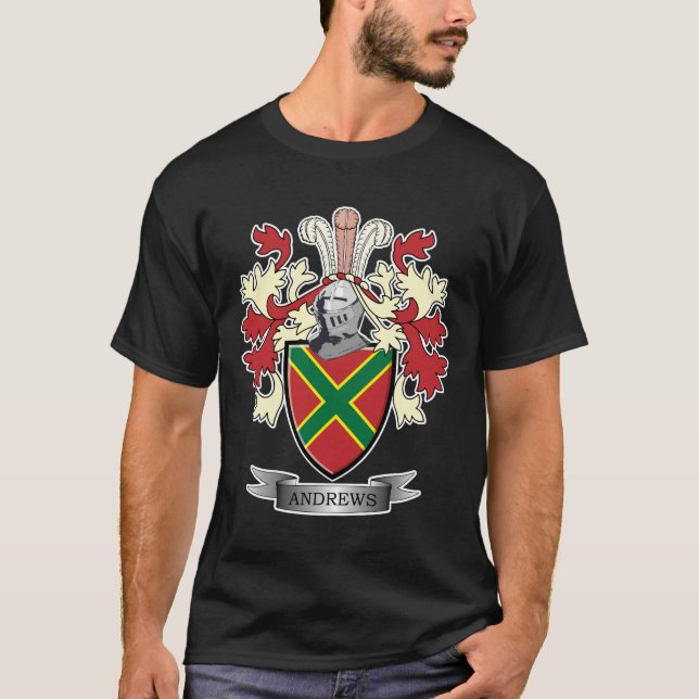 Camiseta Brasão da crista da família de Andrews (Frente)