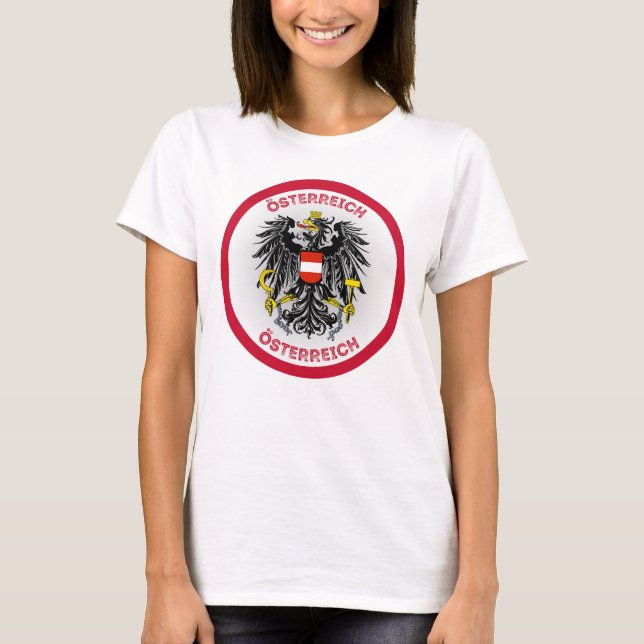 Camiseta Brasão de Armas da Áustria em Forma de Círculo  (Frente)