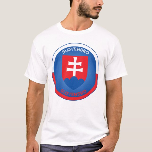 Camiseta Brasão de Armas da Eslováquia em Forma de Círculo  (Frente)