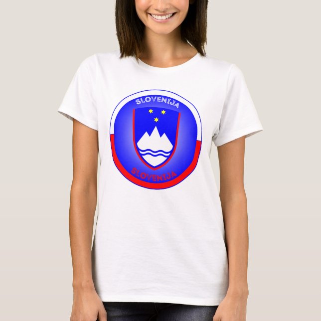 Camiseta Brasão de Armas da Eslovênia em Forma Circular (Frente)