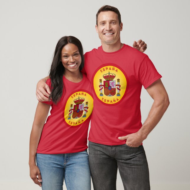 Camiseta Brasão de Armas da Espanha em Forma de Círculo  (Unissex)
