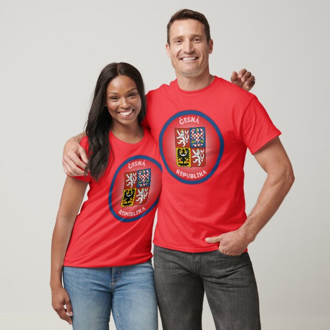 Camiseta Brasão de Armas da República Tcheca em Forma de Cí (Unissex)