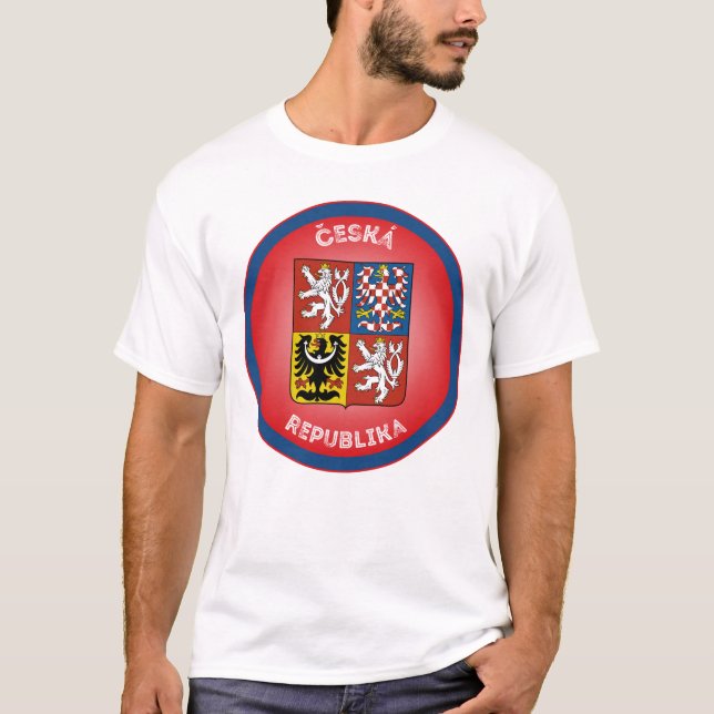 Camiseta Brasão de Armas da República Tcheca em Forma de Cí (Frente)