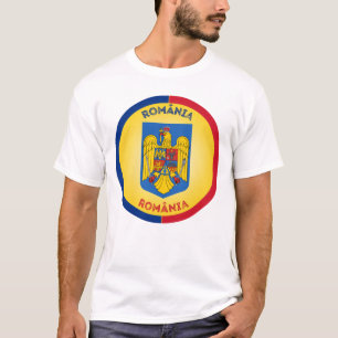 Camiseta Brasão de Armas da Romênia em Forma Circular