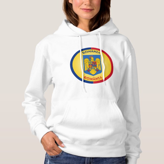 Camiseta Brasão de Armas da Romênia em Forma de Círculo (Frente)