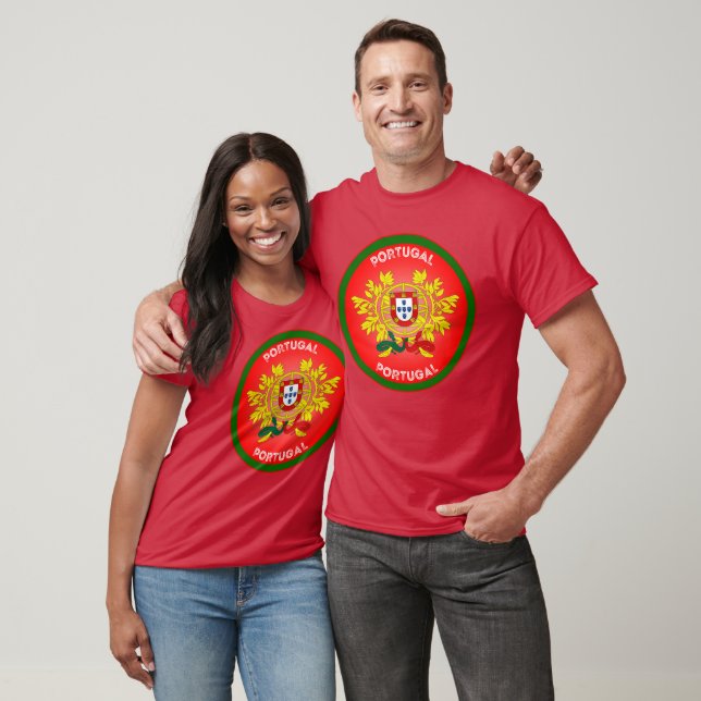 Camiseta Brasão de Armas de Portugal em Forma de Círculo  (Unissex)