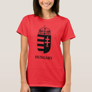 Camiseta Brasão de Armas Húngaro Arte Monocromática Contemp