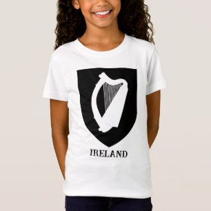 Camiseta Brasão de Armas Irlandês Arte Minimalista Preto e