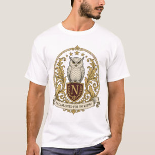 Camiseta Brasão de Coruja Heráldica Vintage