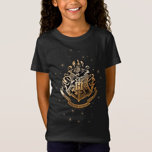 Camiseta Brasão de HOGWARTS™ Glistening Dourado (Frente)