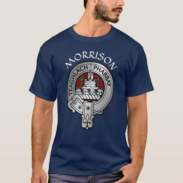 Camiseta Brasão e Tartan do Clã Morrison (Frente)