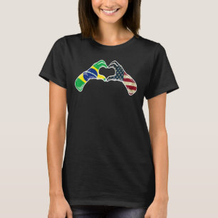 Camiseta Brasil: América do Norte Bandeira EUA Coração Bras