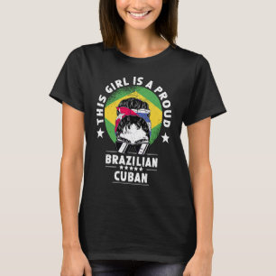 Camiseta Brasil Bandeira Cuba cultiva moça orgulho cidadão