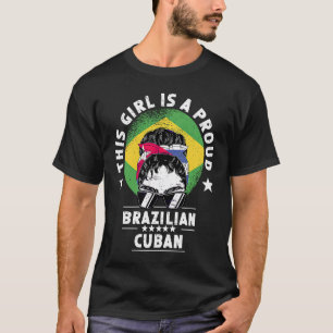 Camiseta Brasil Bandeira Cuba cultiva moça orgulho cidadão