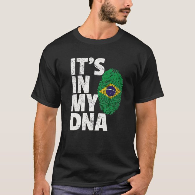Camiseta Brasil: Bandeira está no meu DNA Natal Gif (Frente)