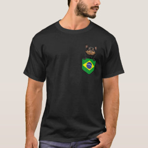 Camiseta Brasil: Bandeira Negra Chihuahua Cachorro No Bolso