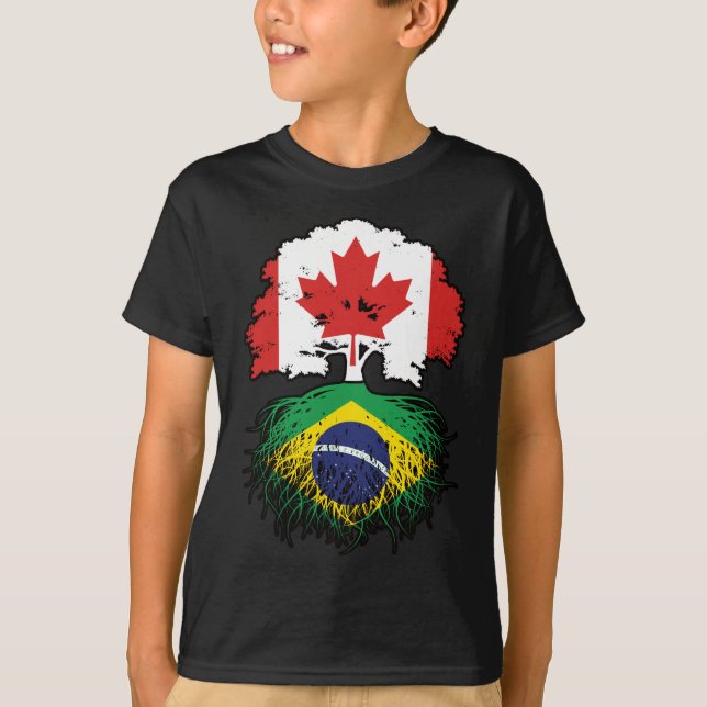 Camiseta Brasil: Canadá, Canadá, Bandeira das Raízes das Ár (Frente)