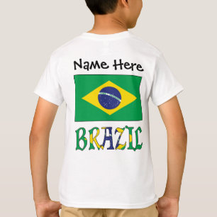 Camiseta Brasil e bandeira brasileira com seu nome
