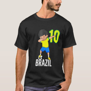 Camiseta Brasil: Futebol Para Meninos Número 10 Dabbing Dab