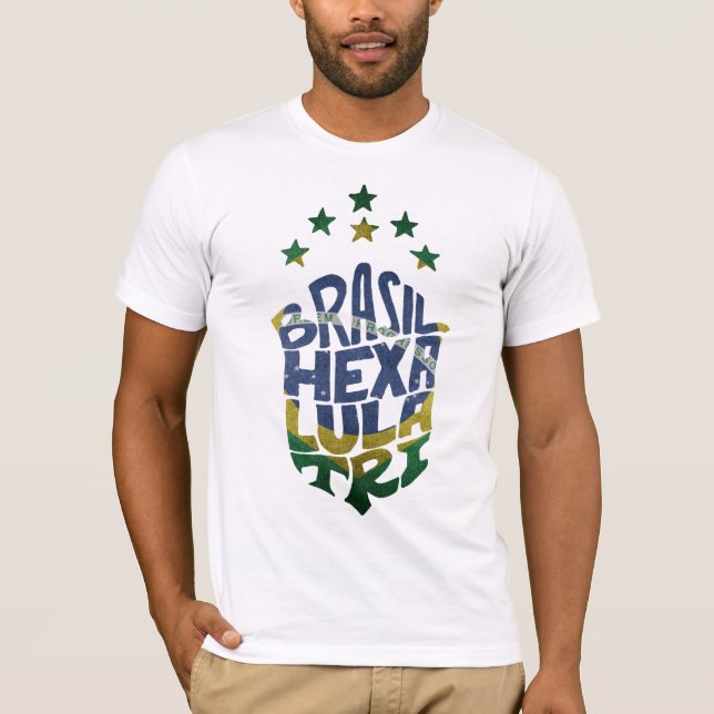 Camiseta Brasil Hexa Lula Tri world cup (Frente)