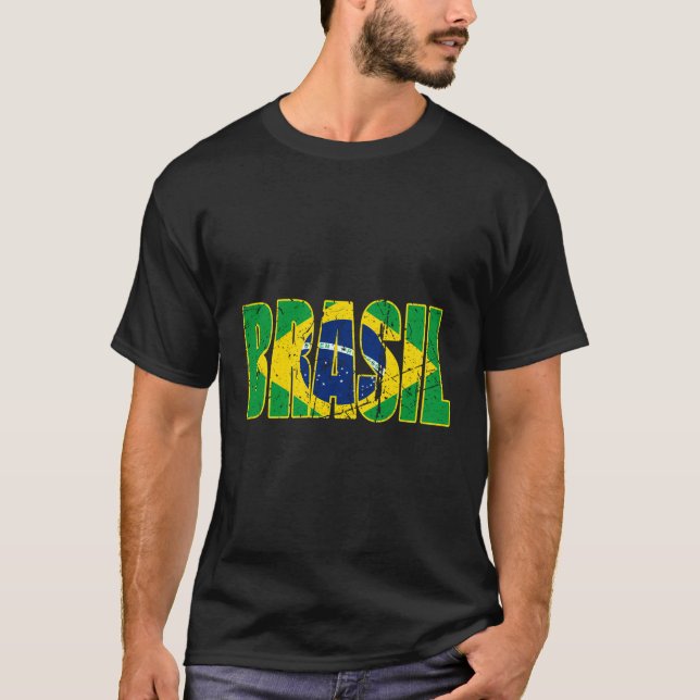Camiseta Brasil Homens Meninos Garota Brasileira Bandeira (Frente)