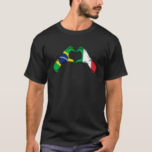 Camiseta Brasil Itália Bandeira Coração 1 Italiano Brasilei