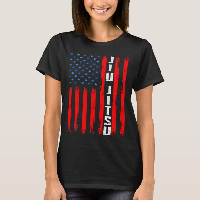 Camiseta Brasil: Jiu Jitsu Bandeira Americana (Frente)
