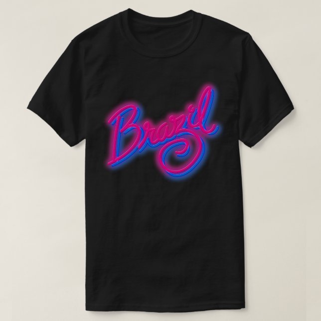 Camiseta BRASIL Neon 80s Cult Film (Frente do Design)