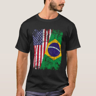 Camiseta Brasil: Raízes do Brasil Metade da Bandeira Americ