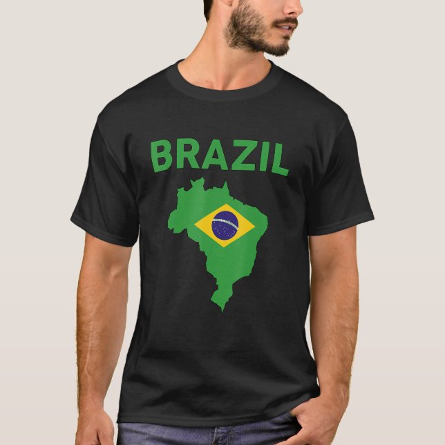 Camiseta Brasil: Sinalizador e Mapa Amarelo (Frente)