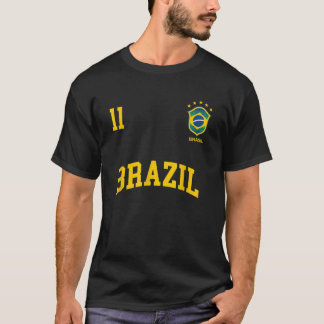 Camiseta Brasil TShirt Número 11 Esportivo da Equipe de Fut