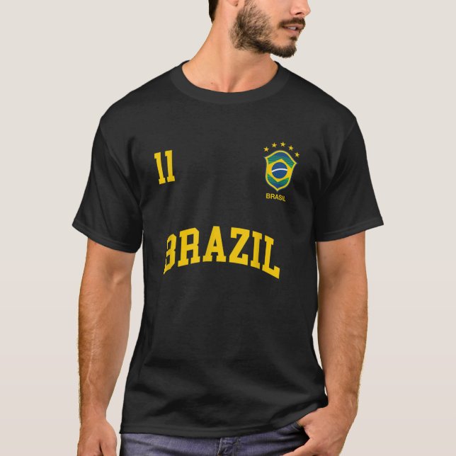 Camiseta Brasil TShirt Número 11 Esportivo da Equipe de Fut (Frente)