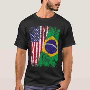 Camiseta BRASILEIRO ROOTS Half American Flag BRAZIL T-Shir