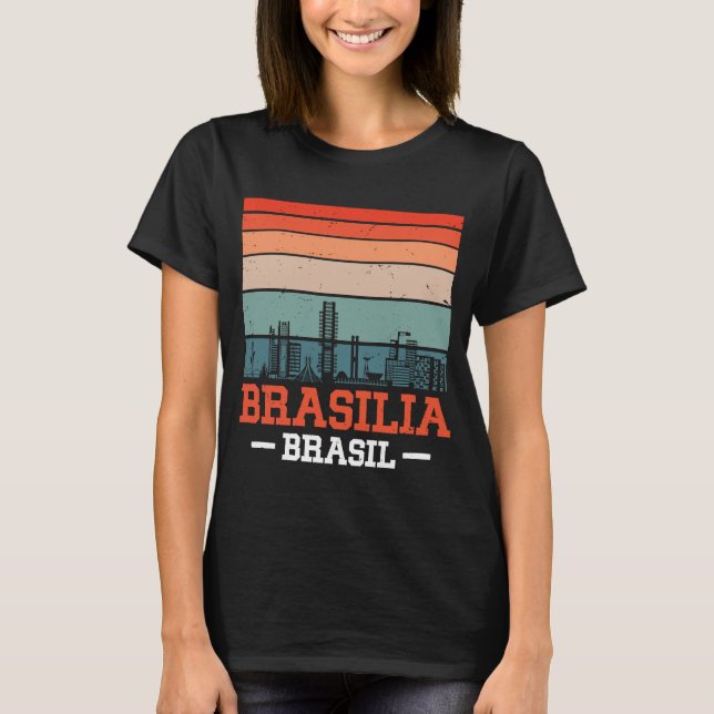 Camiseta Brasília Brasil Retro Vintage Sunset Skyline Brasi (Frente)