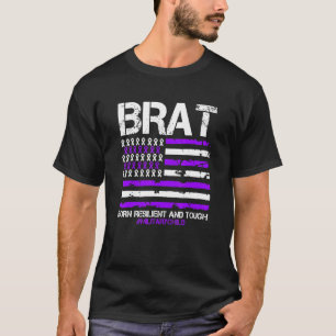 Camiseta Brat Purple Militar acima da bandeira americana Ap