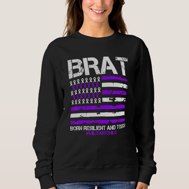 Camiseta Brat Purple Up American Flag April Militar Child (Frente)