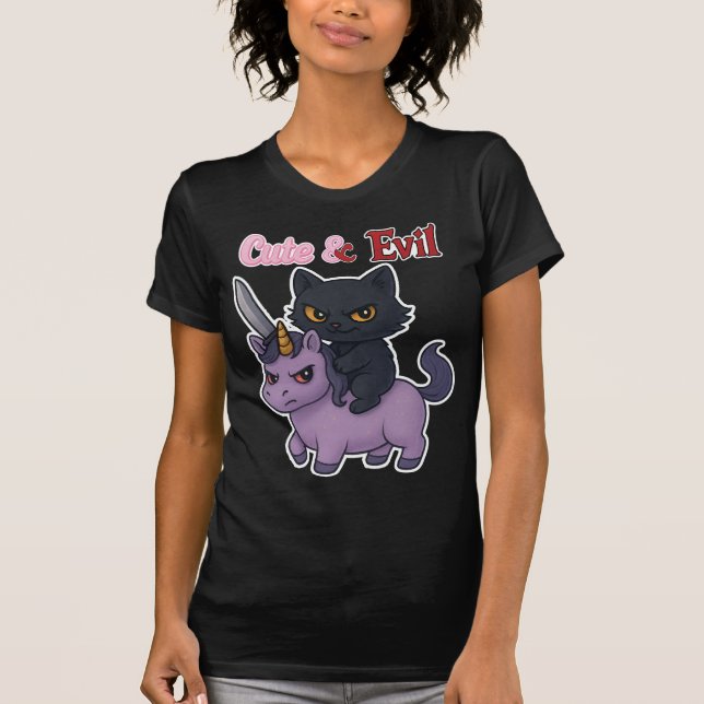 Camiseta Bratcore do Gótico Kawaii, Mau de Gato Bonito (Frente)