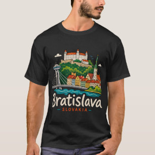 Camiseta Bratislava Desenhada à Mão Eslováquia Arte de Viag