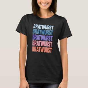 Camiseta Bratwurst de Texto Repetido Moderno