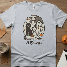 Camiseta Brave, Calmo & Amado — Trio de Animais Fofos de Ha